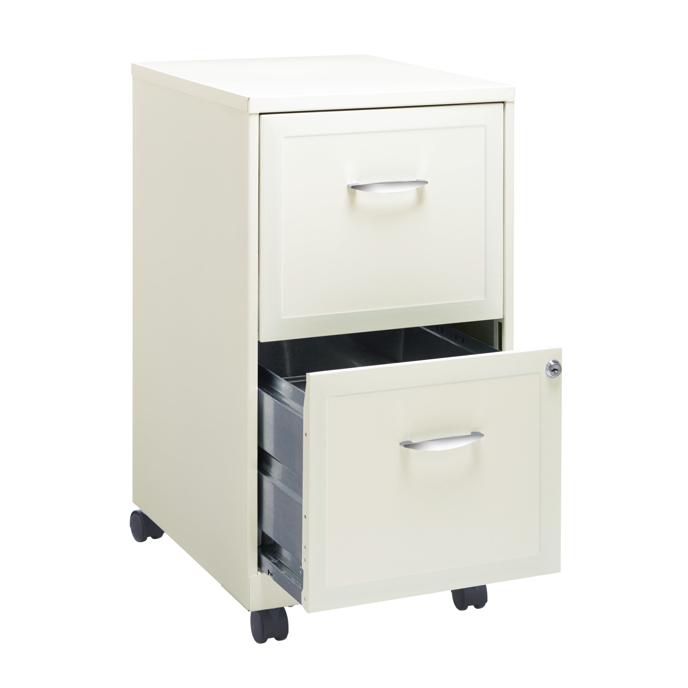 Pearl White 2-Drawer Lockable Mobile Vertical File Cabinet