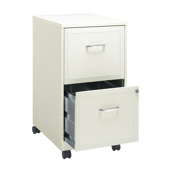 Space Solutions 18" Deep 2 Drawer Mobile Letter Width Vertical File Cabinet, White