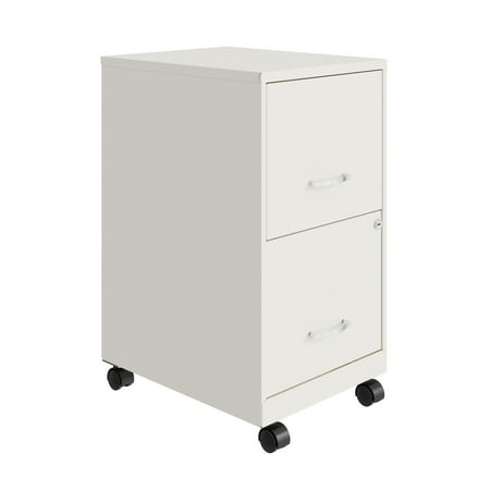 Space Solutions - 18" 2 Drawer Mobile Smart Vertical File Cabinet - Pearl White