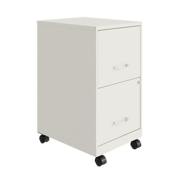Space Solutions 18" Deep 2 Drawer Mobile Letter Width Vertical File Cabinet, White