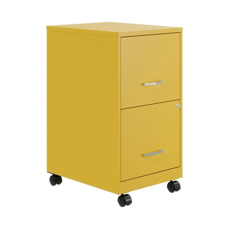 Space Solutions 18" Deep 2 Drawer Mobile Letter Width Vertical File Cabinet, Yellow
