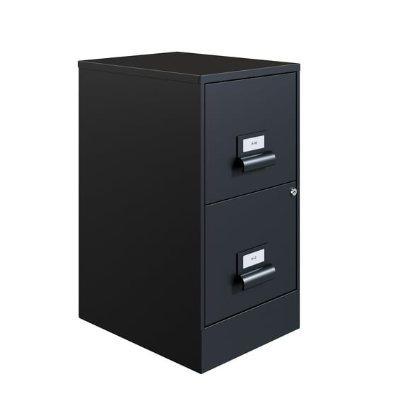 Space Solutions 18" Deep 2 Drawer Premier Letter Width Vertical File Cabinet, Locking, Black
