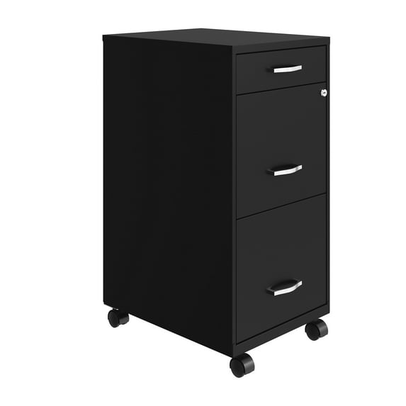 Space Solutions 18" Deep 3 Drawer Mobile Letter Width Vertical File Cabinet, Black