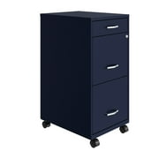 Space Solutions 18" Deep 3 Drawer Mobile Letter Width Vertical File Cabinet, Navy