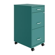 Space Solutions 18 Deep 3 Drawer Mobile Letter Width Vertical File Cabinet, Teal