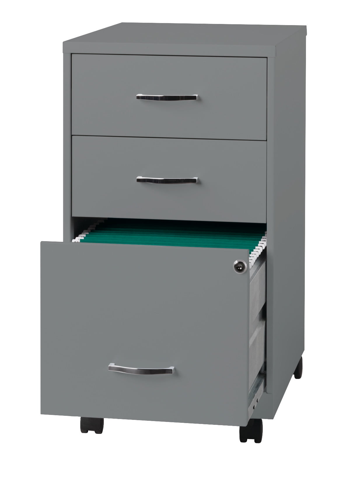 Space Solutions 18" Deep 3 Drawer Mobile Organizer Metal with 2