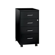Space Solutions 18 Deep 4 Drawer Metal Mobile Organizer, 4 Box Drawers, Locking, Black