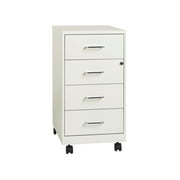 Space Solutions 18" Deep 4 Drawer Metal Mobile Organizer, 4 Box Drawers, Locking, White