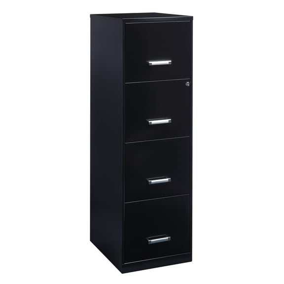 Space Solutions 18" Deep 4 Drawer Smart Letter Width Vertical File Cabinet, Black