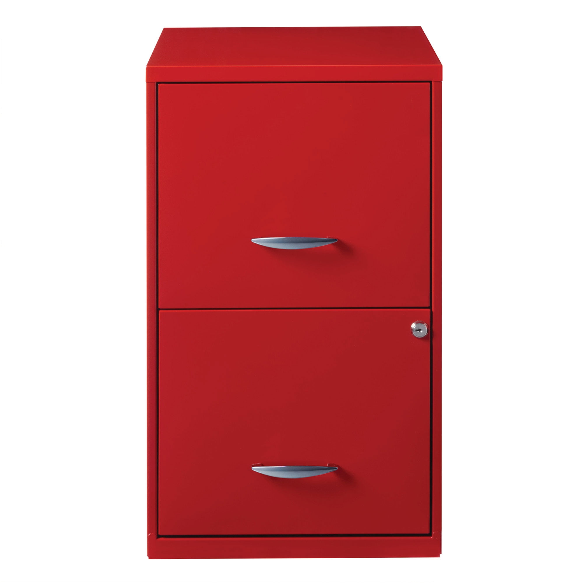 Red 2-Drawer Lockable Mobile File Cabinet