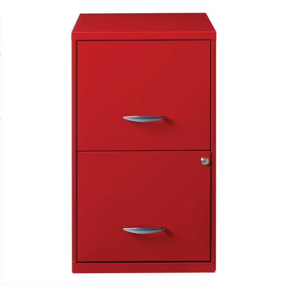 Space Solutions 18 Inch Wide 2 Drawer Organizer Cabinet for Office, Red