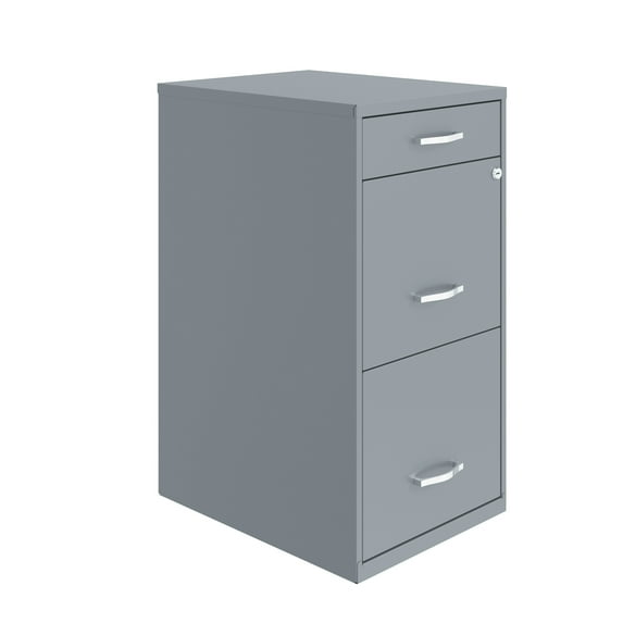 Space Solutions 3 Drawer Letter Width Vertical File Cabinet with Pencil Drawer, Platinum