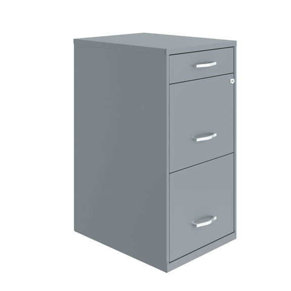 Space Solutions 3 Drawer Letter Width Vertical File Cabinet with Pencil Drawer, Platinum