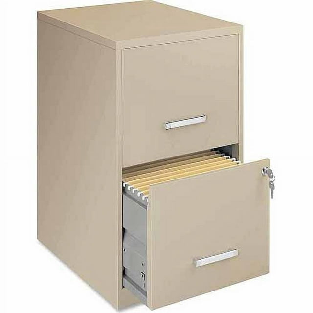 Space Solutions 2 Drawers Vertical Steel Lockable Filing Cabinet, Putty