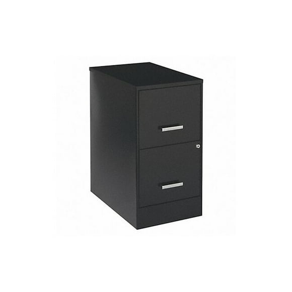 Space Solutions 22" Deep 2 Drawer Metal File Cabinet in Black