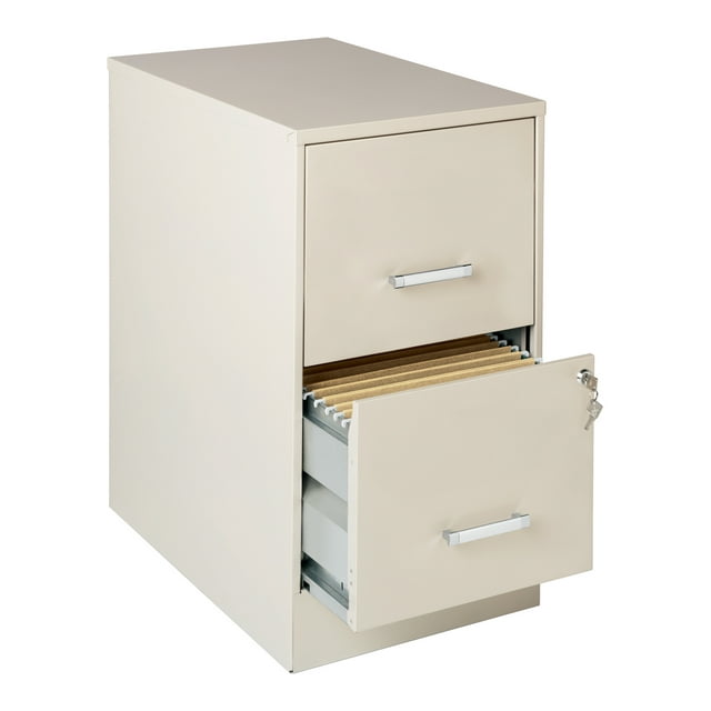 Space Solutions 22" Deep 2 Drawer Mobile Smart Letter Width Vertical File Cabinet, Stone