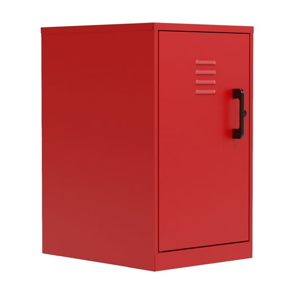 Space Solutions 24.5 inch High 2 Shelf Mini Storage Locker Cabinet, Welded Metal, Fully Assembled, Vented Door, Red