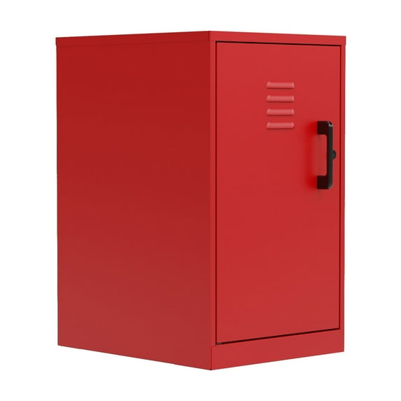 Space Solutions 24.5 inch High 2 Shelf Mini Storage Locker Cabinet, Welded Metal, Fully Assembled, Vented Door, Red