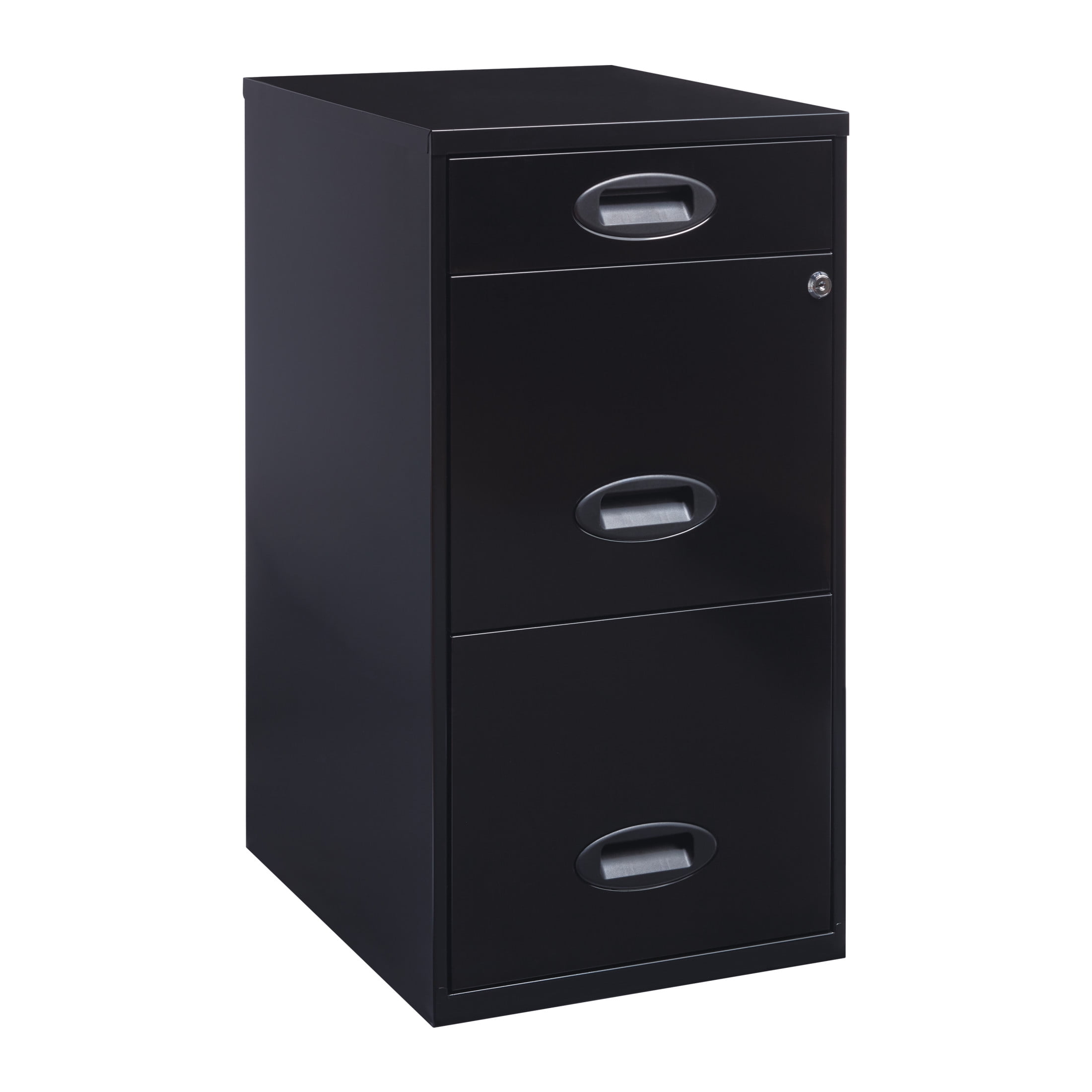 Black Steel 27" Vertical 3-Drawer Lockable File Cabinet