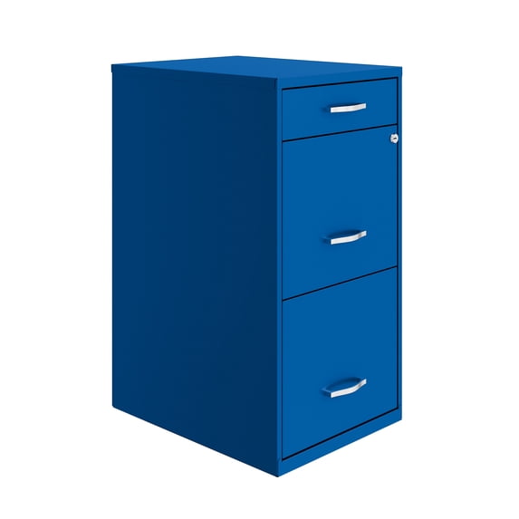 Space Solutions 3 Drawer Letter Width Vertical File Cabinet with Pencil Drawer, Blue