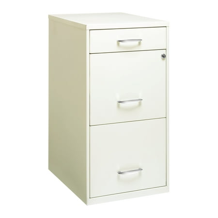 Space Solutions 3 Drawer Letter Width Vertical File Cabinet with Pencil Drawer, White