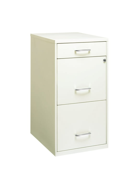 Space Solutions 3 Drawer Letter Width Vertical File Cabinet with Pencil Drawer, White