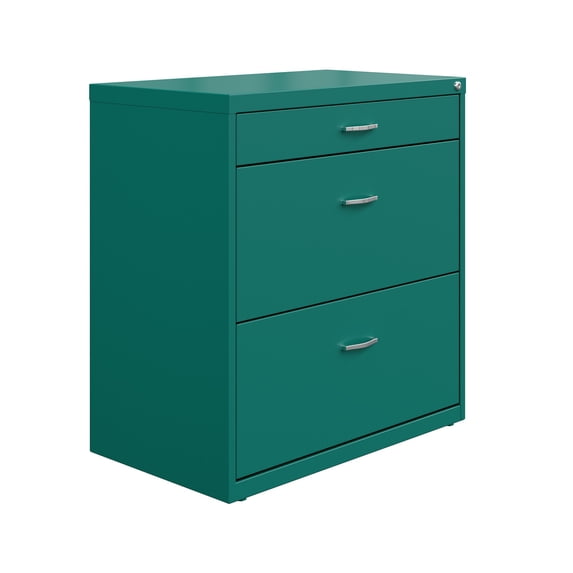 Space Solutions 30" Wide 3 Drawer Lateral File Cabinet for Home or Office, Fits Letter and Legal Paper Sizes, Teal