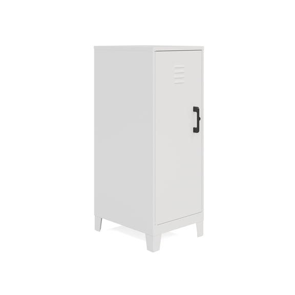 Space Solutions 42.5"H 3 Shelf Metal Storage Locker Cabinet 3" Legs  Pearl White