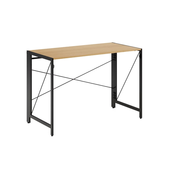 Space Solutions 43 inch Folding Home Office Desk for Home or Office, Black/Teak