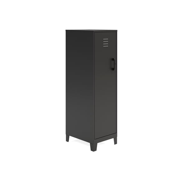 Space Solutions 53.38 inch High 4 Shelf Storage Locker Cabinet, Welded Metal, Fully Assembled, Vented Door, 3 inch Riser Legs, Black