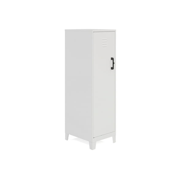 Space Solutions 53.38 inch High 4 Shelf Storage Locker Cabinet, Welded Metal, Fully Assembled, Vented Door, 3 inch Riser Legs, White