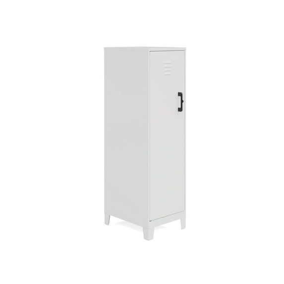 Space Solutions 53.38 inch High 4 Shelf Storage Locker Cabinet, Welded Metal, Fully Assembled, Vented Door, 3 inch Riser Legs, White