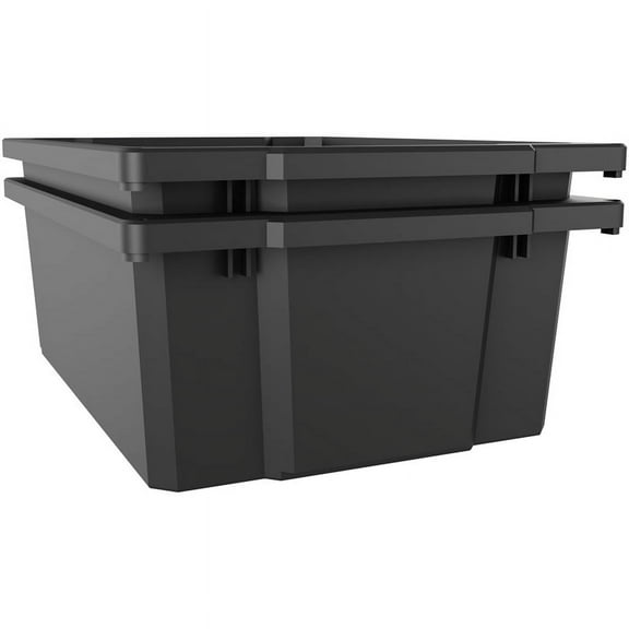 Space Solutions 6" Plastic Storage Bin 2-Pack Graphite/Charcoal