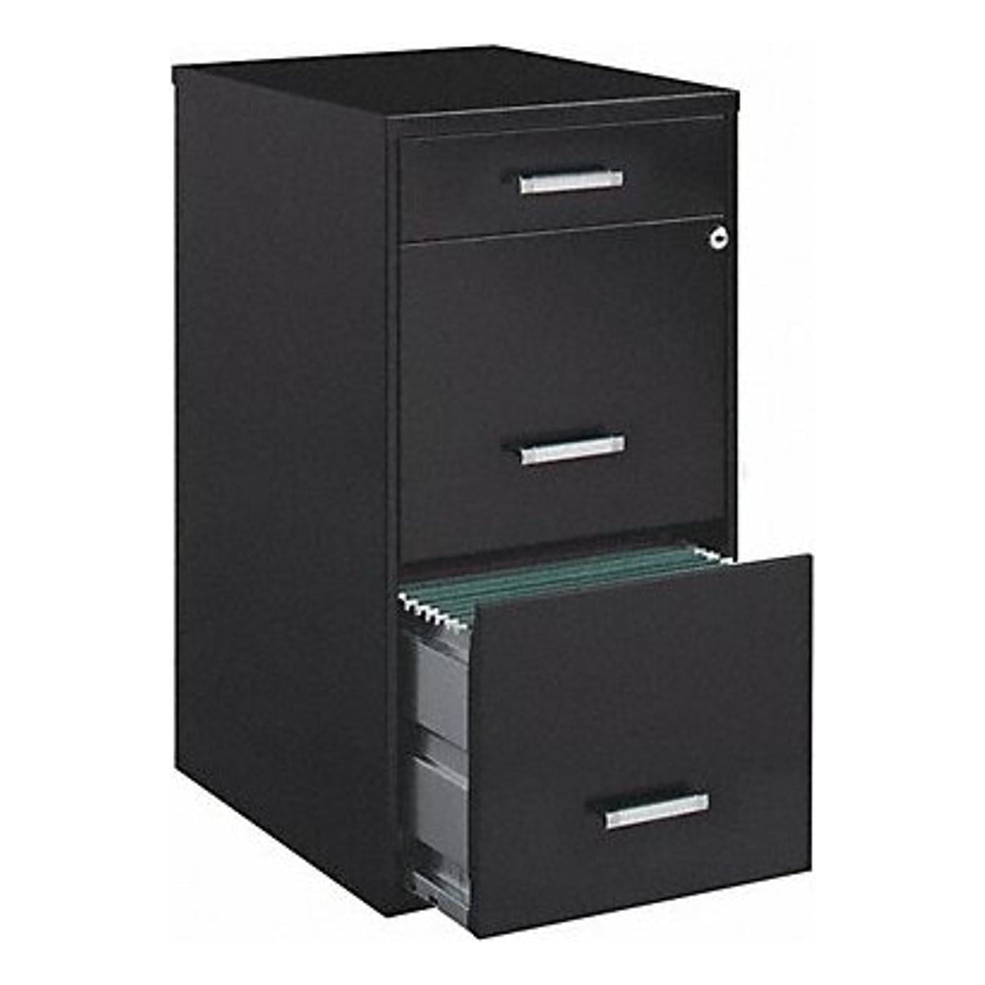 Black Steel 3-Drawer Lockable Vertical File Cabinet