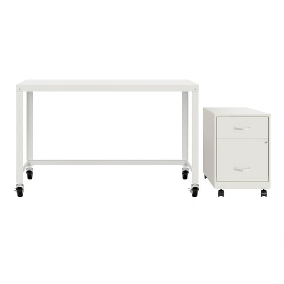 Space Solutions Home Office Desk and Storage Set, White