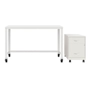 Space Solutions Home Office Metal Desk and Storage Set - White