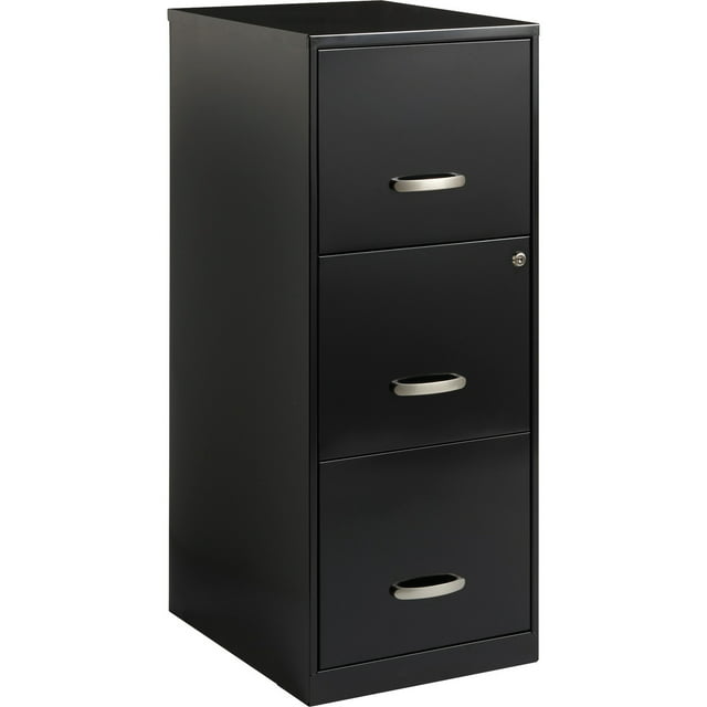 Space Solutions Metal 3 Drawer Vertical File Cabinet with Lock in Black