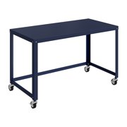 Space Solutions Ready-to-Assemble 48-inch Wide Mobile Metal Desk for Home Office, Navy