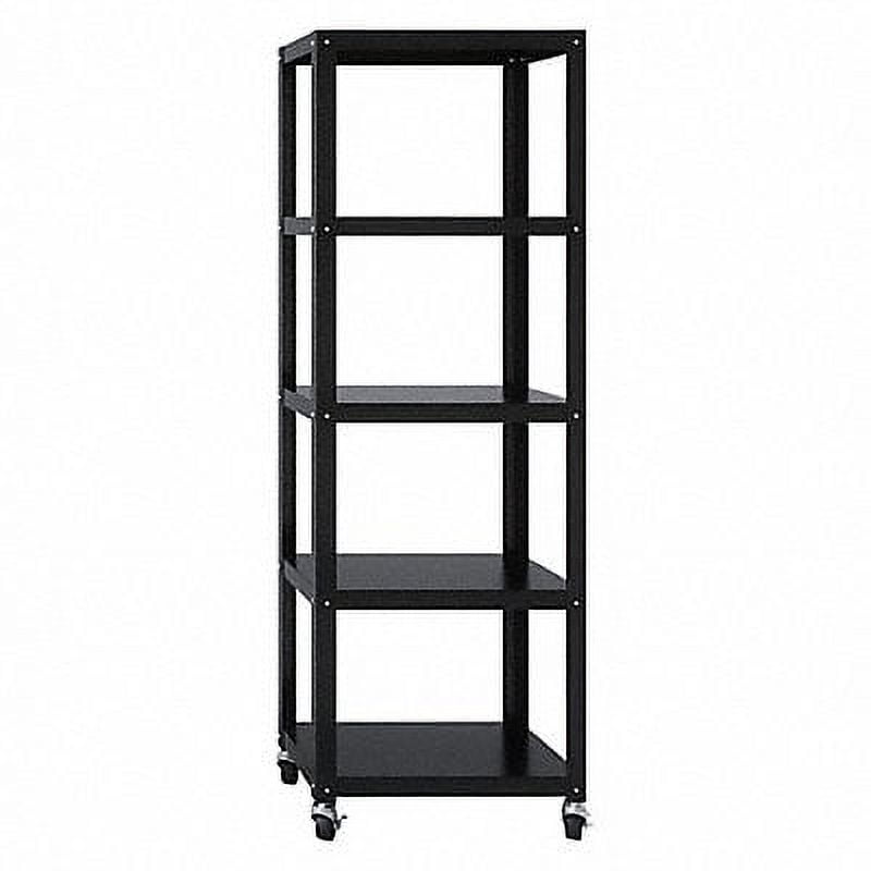 Black 72-Inch Mobile 5-Shelf Steel Bookcase