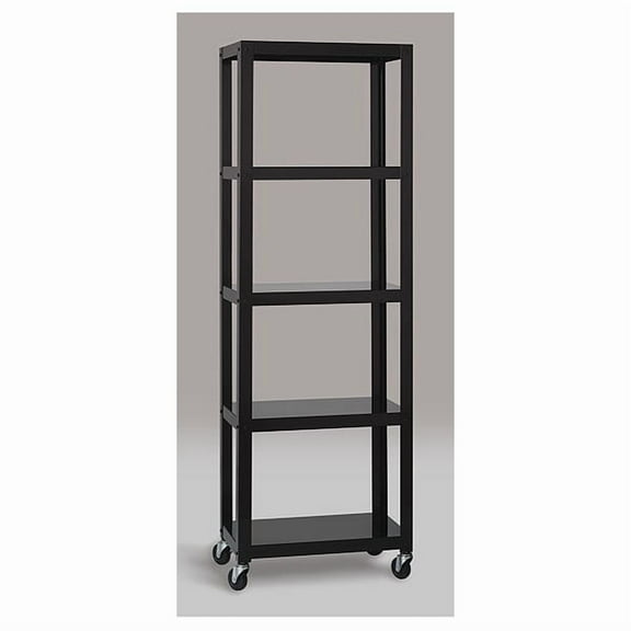 Space Solutions Ready-to-Assemble 72"H Mobile 5-Shelf Bookcase in Black