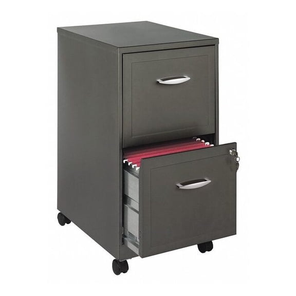 Space Solutions Mobile File,18" Deep,2 Drawer,Charcoal 22616