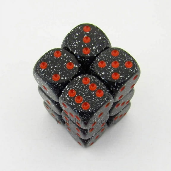 Space Speckled D6 Dice with Red Pips 16mm (5/8in) Pack of 12 Dice Chessex
