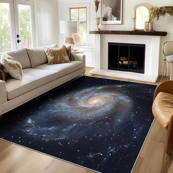 Space Spiral Rug Washable Universe Rugs For Living Room Bedroom, Galaxy Area Rug For Home Decor, Non Slip Backing Floor Carpet 1x2ft