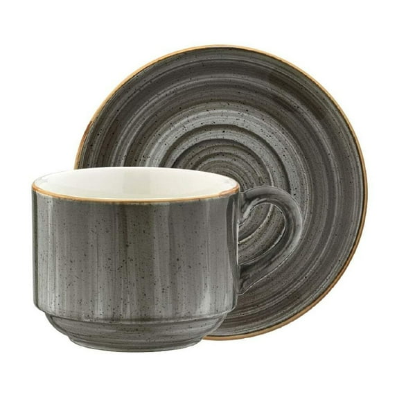 Space Stacking 7 oz. Coffee Cup+Saucer Set for 2