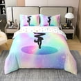 thumbnail image 1 of Space Star Glitter Bedding Set Full Size, Gymnastics Comforter Cover Gymnast Gifts , Gymnastics Lover Duvet Cover Tie Dye Starry Sky Bedspread Cover Rainbow Room Decor, Purple Teal, 1 of 7