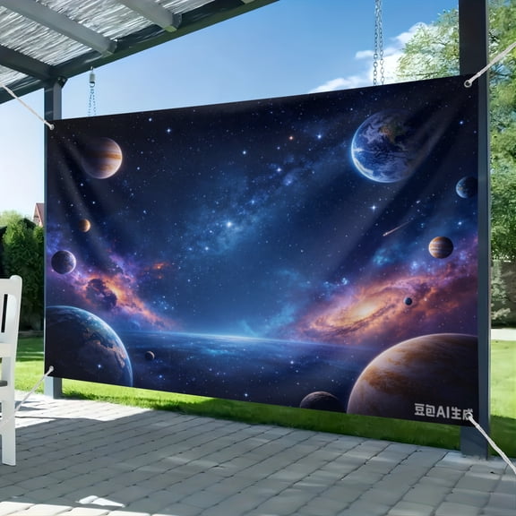 Space Star Planet Backdrop, Cosmic Starry Sky Planet Scene Photo Background, Galaxy Outer Space Portrait Banner
