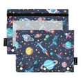 thumbnail image 1 of Space Stars Planet Rocket 2 Pack Pencil Pouch for 3 Ring Binder Smooth Zipper Folders with Pockets Clear Window Pencil Case, 1 of 6