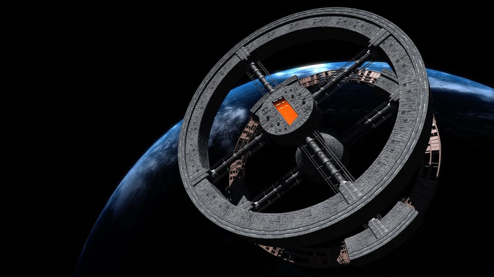 Space Station 5 in Earth orbit Canvas Art - Rhys TaylorStocktrek Images (38 x 22)