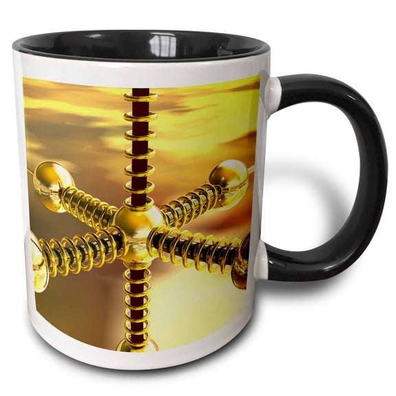 3drose, Space Station in Hues of Gold High Tech Space Station Sustaining Astronauts, 11oz Two-tone Black Mug