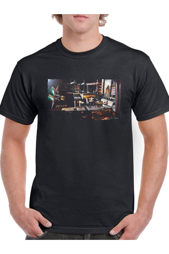 Space Station Landing Bay T-Shirt Men -Anthony Chirstou Designs, Male XX-Large